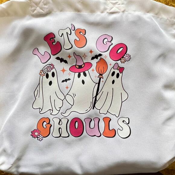 Let's Go Ghouls Ghost Halloween Tote Bag, Reusable Bag, Book Bag, Funny Tote Bag - Picture 2 of 2